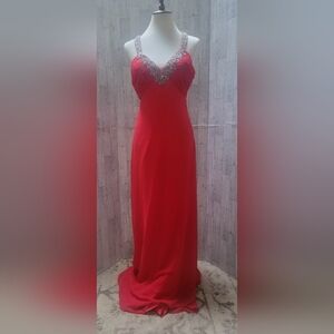 PROM WEDDING BRIDESMAID Red dress by Riva Designs FULL LENGTH SIZE 6